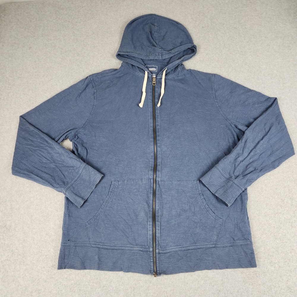 Sonoma Hoodie Mens Large Blue Cotton Slub Knit Cotton Kangaroo Pocket Full Zip